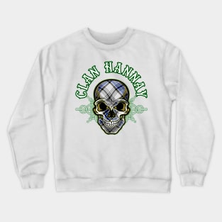 Scottish Clan Hannay Tartan Celtic Skull Crewneck Sweatshirt